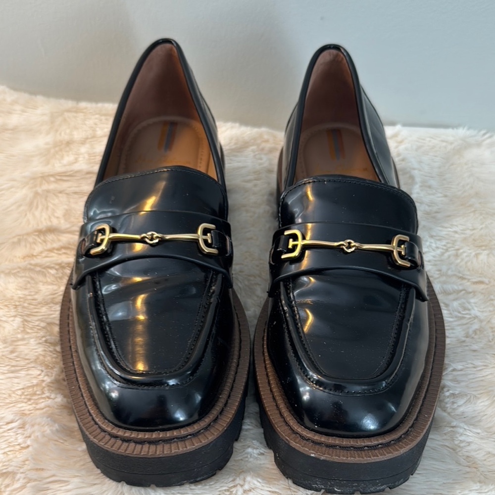 Sam Edelman Black Loafers with Gold Detailing